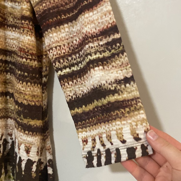 BLEU Embellished High Low Half Sleeve Scoop Tan Brown Blouse - Size M - Picture 3 of 5